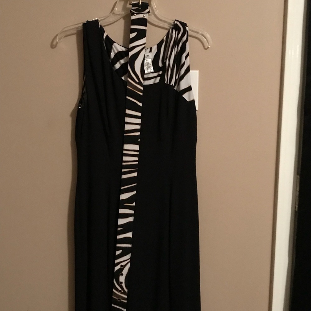 Cache black dress with zebra accent